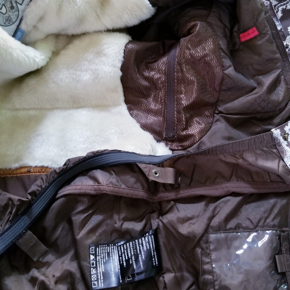 BURTON WOMEN SKI SNOW WINTER JACKET DETACHABLE HOOD BROWN AQUA PAISLEY SIZE S * - Picture 10 of 11